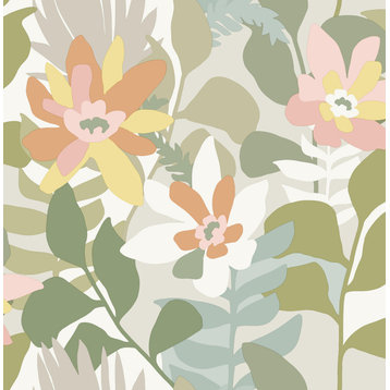 Koko Taupe Floral Wallpaper Sample