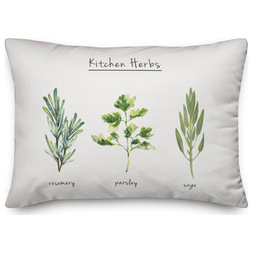 Watercolor Kitchen Herbs Pillow 14x20 Spun Poly Pillow