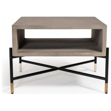 Sofi Modern Concrete and Metal Coffee Table