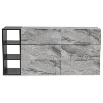 Cole Modern Gray Wash and Faux Marble Dresser