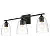 3 Light Black And Clear Bath Sconce
