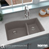 Karran Undermount Quartz 32" 60/40 Double Bowl Kitchen Sink, Concrete