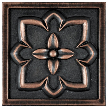 Crown Metal Insert Tile Oil Rubbed Bronze 4"x4", Set of 4