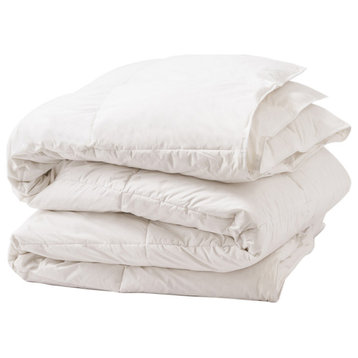 Cotton Twill Down Comforter, White, Twin