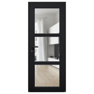 Front Exterior Prehung Door See-through / Manux 8555 Black 36 x 80" Right In