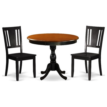 AMDU3-BCH-W - Dinette Table and 2 Dining Room Chairs - Black Finish