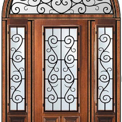 Pre-hung Side lights-Transom Door 96 Mahogany St. Charles 2/3 Lite - Front Doors