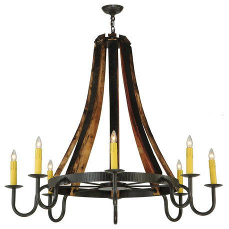 50W Barrel Stave Madera 8 LT Chandelier