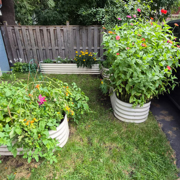 An Eco-conscious Garden: Permeable patio + walkway; Child-friendly Edible Garden