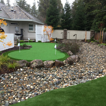 Artificial Turf and Putting Green with Dry Stream Bed