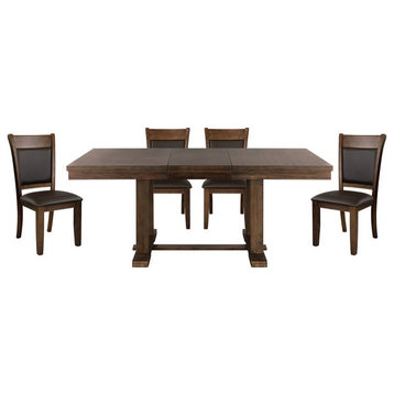 Lexicon Wieland 5-piece Wood Dining Set with 1 Table and 4 Side Chairs in Brown