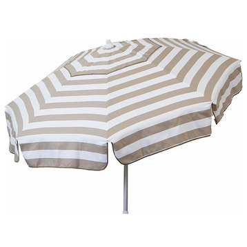 Italian 6' Umbrella Acrylic Stripes Khaki/White-Patio Pole