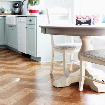 Kitchen Remodel with Herringbone Cork Tile Design