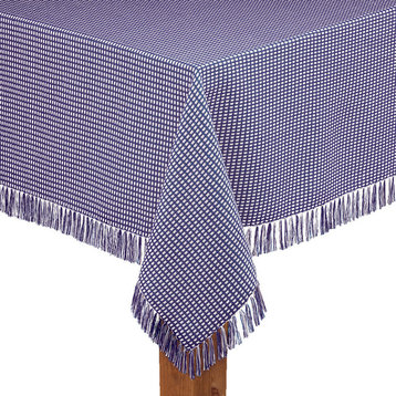 Homespun Fringed 100% Cotton Tablecloth, Marine, 52"x70"