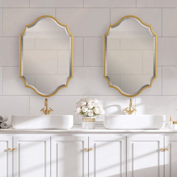 Contemporary 26.85" x 40.5" Gold Leaf Mirror