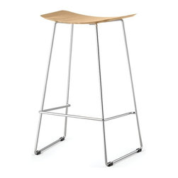 Winnie Chrome Stool With Solid European Oak Seat by Glid Studio - Bar Stools And Counter Stools