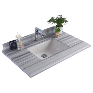 White Stripes Countertop - 36" - Single Hole with Rectangle Sink