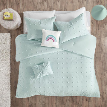 100% Cotton Jacquard Pom Pom 5pcs Comforter Set, UHK10-0131