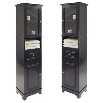 Home Square 2 Piece Tall Bathroom Cabinet Set in Black