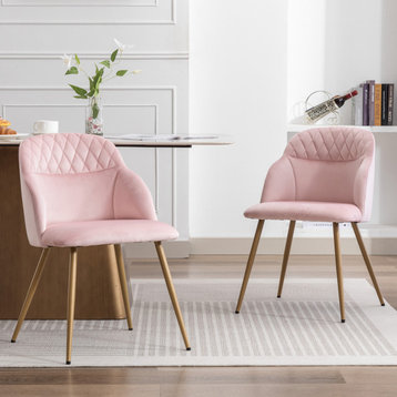 Velvet Dining Chairs Sets of 2, Pink