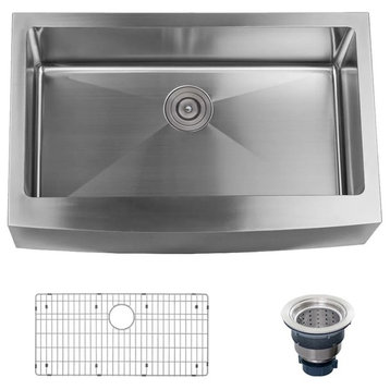 Miseno MSS3320F Farmhouse 33" Single Basin Stainless Steel - 16 Gauge Stainless