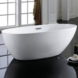 66" x 33" White Oval Soaking Free-Standing Bathtub - Bathtubs
