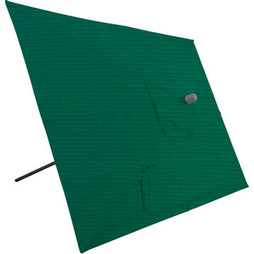 10'x6.5' Rectangular Auto Tilt Market Umbrella, Grey Frame, Sunbrella, Forest Gr