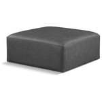 Meridian Furniture - Cube Upholstered Modular Component, Grey, Vegan Leather, Ottoman - Elevate your space with the luxurious Cube Vegan Leather Ottoman. This ottoman exudes modern elegance, charm, and comfort making it a perfect addition to any contemporary living space. Its clean lines and cube shape are reminiscent of minimalist design, while the plush charcoal grey vegan leather upholstery adds a touch of luxury and sophistication. The chair's versatile construction and geometric aesthetic seamlessly integrate into various design styles, from sleek living rooms to chic home offices, embodying the essence of modern design and creating a sense of order and tranquility in your space.