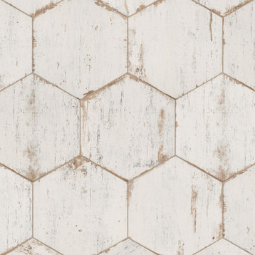Retro Hex Porcelain Floor and Wall Tile, Blanc