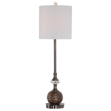 Textured Sphere, A Bronze Finish Table Lamp