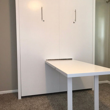 Custom Built Vertical Queen Murphy Wall Bed with Built-In, Drop Down Desk Combo