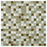 Fuse Mini Brushed Aluminum and Glass Mosaic Wall Tile, Lorraine, Sample