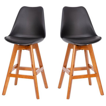 Dana 27" Commercial Grade Counter Stools,Cushioned Seat,Wooden Frame Set of 2, B