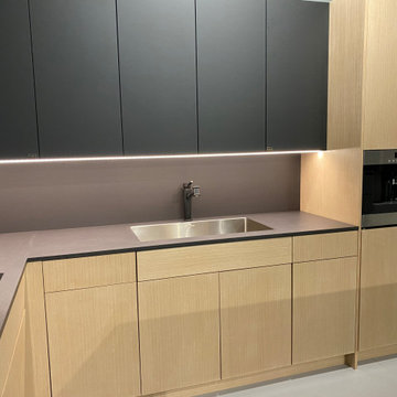 Contemporary Seattle Kitchen | Dekton Domoos Countertops Full-Height Backsplash