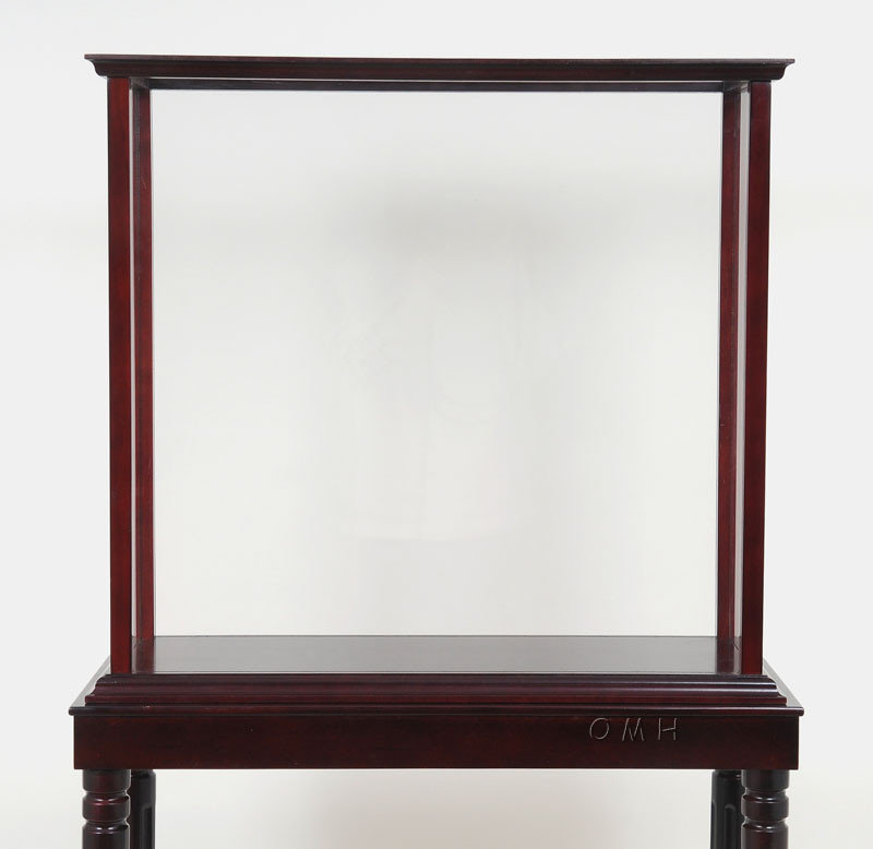 Old Modern Handicrafts Tall Ship Display Case In Dark Mahogany 360 Degree Visibility With Plexiglass Panels On All Sides 1806702228