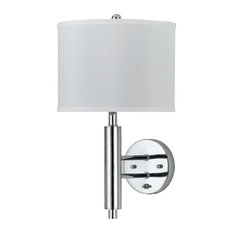 60W Metal Wall Lamp with Push Switch, Chrome Finish, White Shade