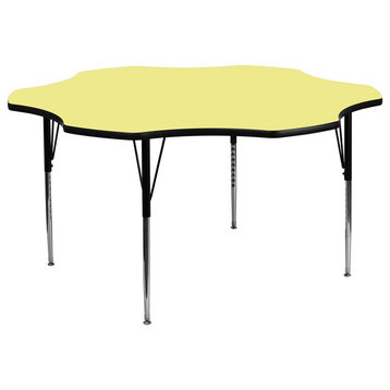 60'' Flower Yellow Thermal Laminate Activity Table-Adjustable Legs