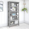Classic Tall Bookcase, 5 Open Shelves With X-Shaped Sides, Grey/Single