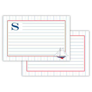 Recipe Cards Sailboat Single Initial, Letter V