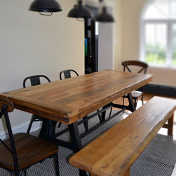 Industrial rustic dining table and bench - Dining Benches