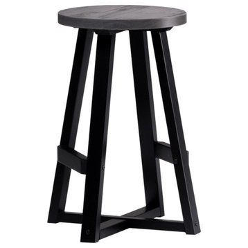24" Distressed Solid Wood Counter Stools - Gray