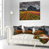Beautiful Colored Tulips Panorama Landscape Printed Throw Pillow, 16"x16"
