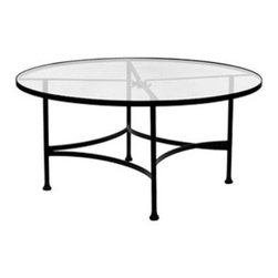 Classico 48"Rd. Round Glass Top Dining Table With 2" Umbrella Hole - Outdoor Dining Tables