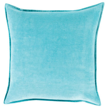 Cotton Velvet by Surya Poly Fill Pillow, Aqua, 22' x 22'