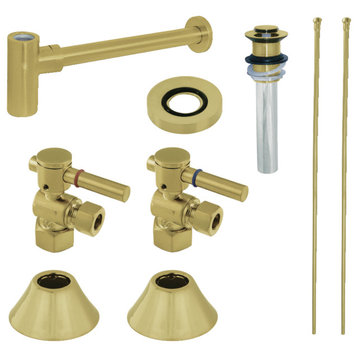 Plumbing Sink Trim Kit, Bottle Trap and Drain, Brushed Brass