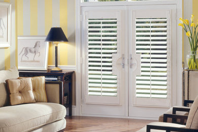 3 1/2" wood shutters with door handle cut outs