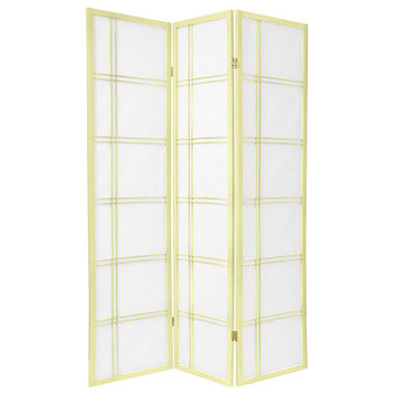 6' Tall Double Cross Shoji Screen, Special Edition, Ivory, 3 Panels