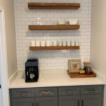 gray kitchen remodel-- 2 toned gray with quartz countertops