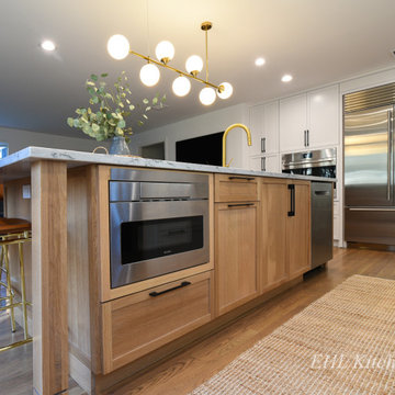 White Oak Kitchen with White Cabinetry & Modern Details