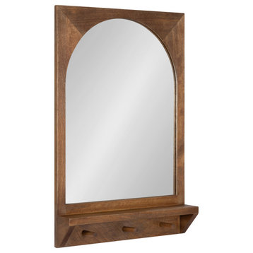 Andover Arch Mirror With Hooks, Brown, 20x30